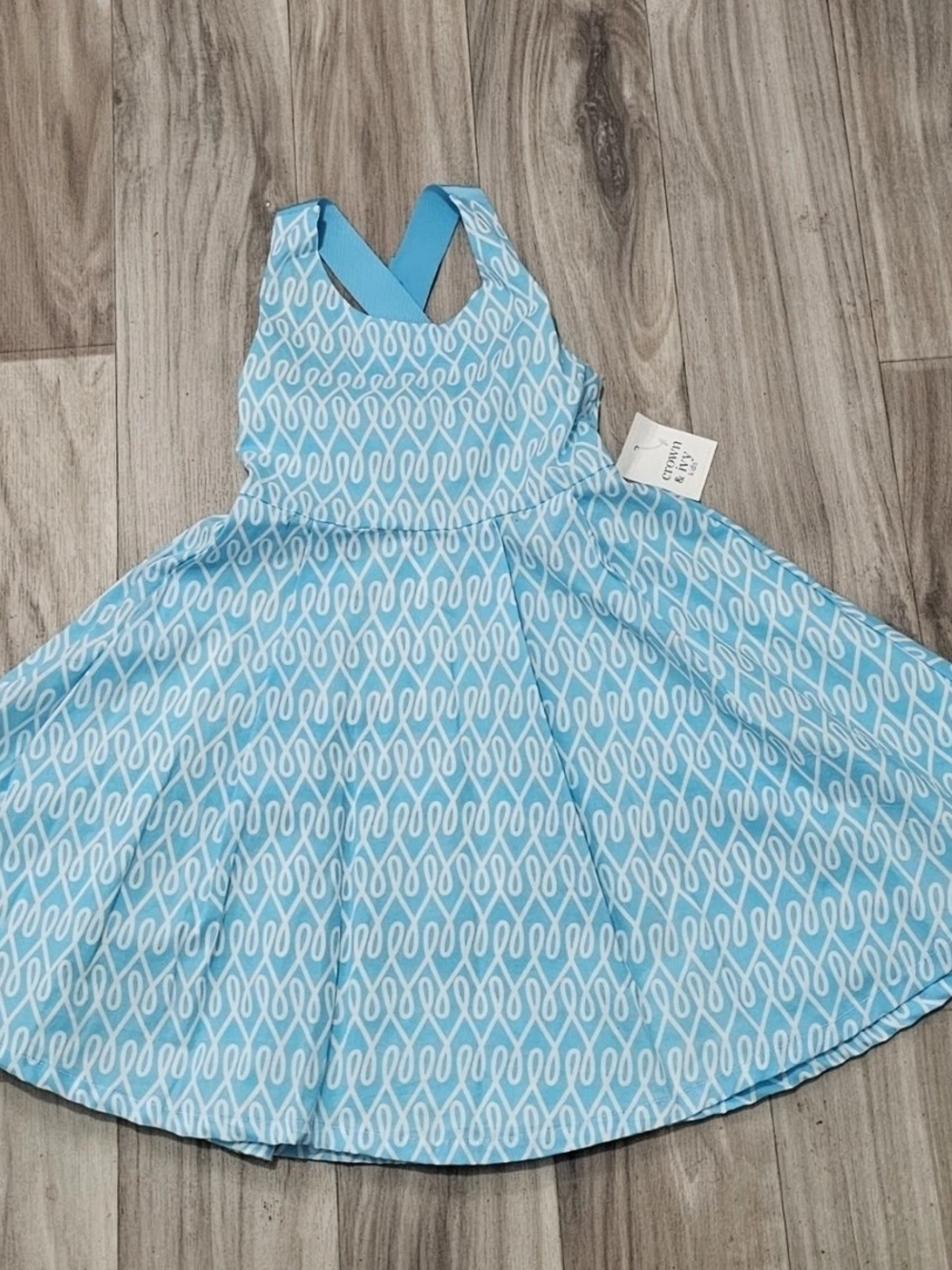 crown & ivy Blue & White Patterned Girls' Dress